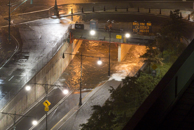 Flooding at the Brooklyn-Battery Tunnel (photo: MTA)